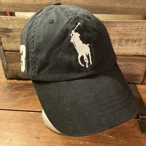 Polo Sport Ralph Lauren Hat Cap Black White Big Pony Strap Back Adjustable